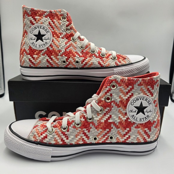 Converse Chuck Taylor All Star Hi Woven Terracotta Pink White 571875C Womens 8